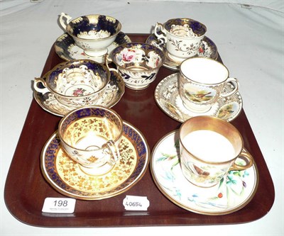 Lot 198 - 19th century painted cabinet cups and saucers including Davenport etc