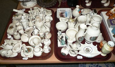 Lot 210 - Two trays of crested china relating to Kendal, Kirbie Kendal, Westmorland etc
