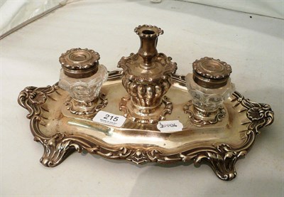 Lot 215 - Silver presentation ink stand dish