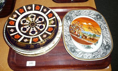 Lot 240 - A Royal Crown Derby plate, two Poole plates and seven other plates