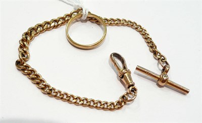 Lot 256 - A graduated curb bracelet and a 9ct gold band ring