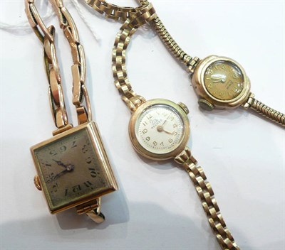 Lot 269 - Three lady's wristwatches stamped '375'