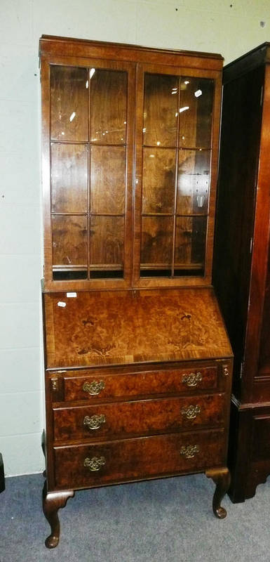 Lot 753 - 1920s/1930s Walnut bureau bookcase