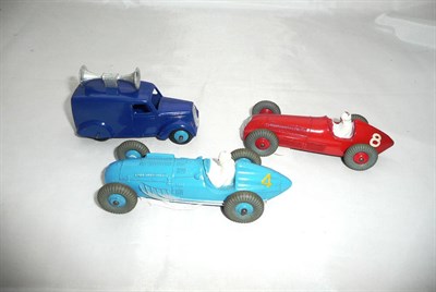 Lot 1247 - Two Boxed Dinky Racing Cars - Alfa Romeo No.232, in red with white driver, RN 8 and Talbot Lago...