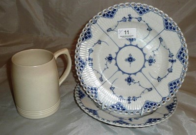 Lot 11 - Keith Murray mug and two Copenhagen blue and white plates