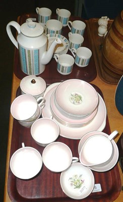 Lot 26 - Susie Cooper tea service and a Midwinter 'Broadway' coffee set on two trays