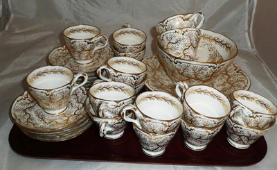 Lot 28 - Gilt and white tea set