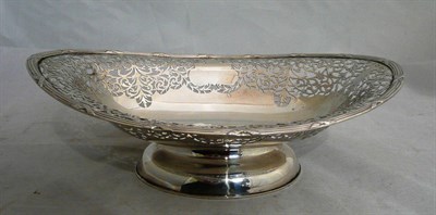 Lot 38 - Pierced silver oval basket, inscribed to the base