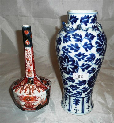 Lot 56 - Chinese blue and white vase and an Imari bottle vase