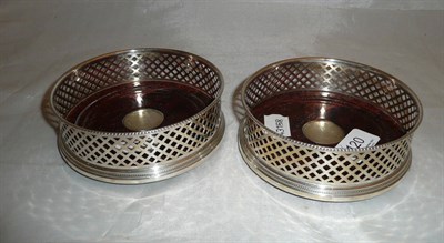 Lot 120 - Two wine coasters with silver rims