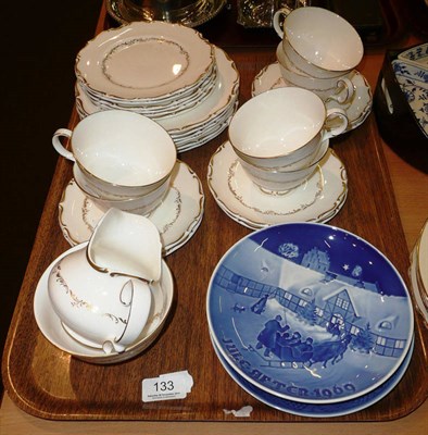 Lot 133 - Doulton 'Richelieu' six piece tea set and two Copenhagen Christmas plates