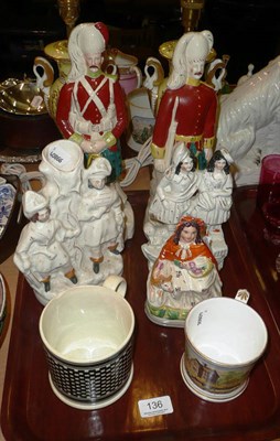 Lot 136 - 18th century creamware mug and a quantity assorted Staffordshire