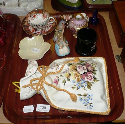 Lot 138 - Royal Crown Derby miniature heart shaped box and cover, Royal Worcester figure of a bird,...