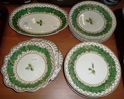 Lot 140 - Spode green leaf decorated dessert service