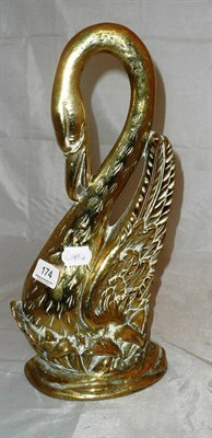 Lot 174 - Brass swan doorstop