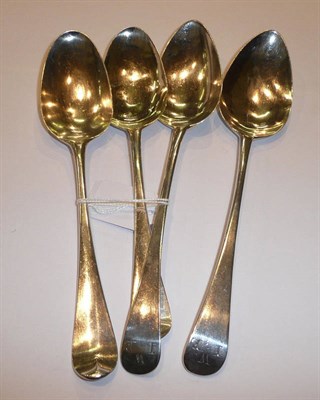 Lot 193 - Four Georgian silver table spoons