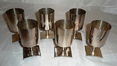 Lot 258 - Six silver wine goblets, stamped DB (Derek Birch)