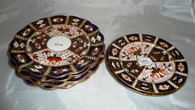 Lot 265 - Two Royal Crown Derby plates and six Davenport Imari pattern plates (8)