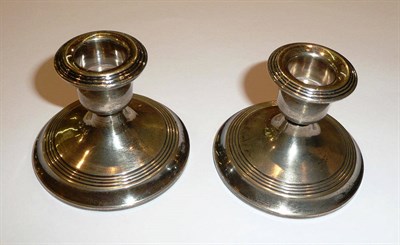 Lot 266 - Pair of silver dwarf candlesticks