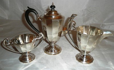 Lot 304 - Three piece silver coffee set, 20oz