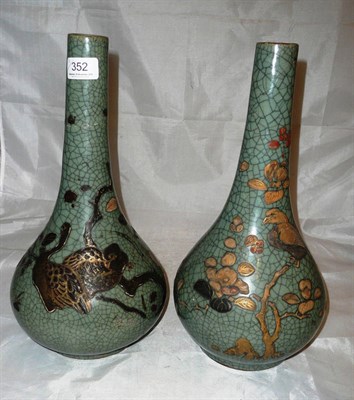 Lot 352 - Pair of celadon baluster vases