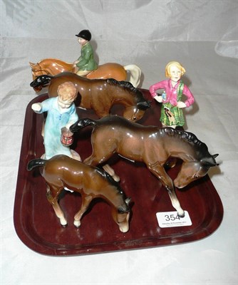 Lot 354 - A Beswick boy on a pony, Worcester J104 figure 'Scotland', Doulton figure 'Wee Willie Winkie'...