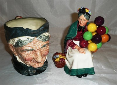 Lot 356 - Doulton figure HN1315 'The old balloon seller' and character jug