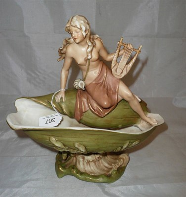 Lot 367 - Royal Dux group of a scantily clad maiden on a shell