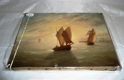 Lot 369 - Jean Drouin unframed oil on canvas sailing boats (cleaned and restored)