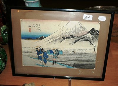 Lot 374 - After Utagawa Hiroshige, Mount Fiji seen from Hora at dawn