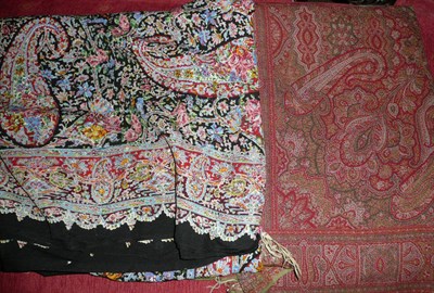 Lot 399 - Large printed paisley throw and a large woven paisley throw, both approximately 170 cm by 350...