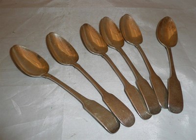 Lot 407 - A set of six Georgian Irish silver spoons, Matthew West, Dublin, 1815, 7oz