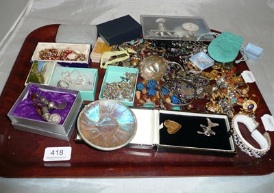 Lot 418 - A large collection of costume jewellery including designer pieces, a large paste set bangle, silver