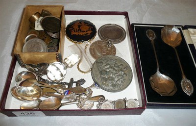 Lot 426 - Various coins, silver and plated flatwares etc