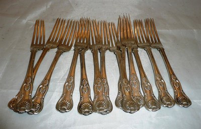 Lot 432 - Thirteen silver Kings pattern table forks approx 42 oz