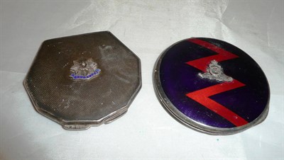 Lot 435 - A silver compact and a silver and enamel compact