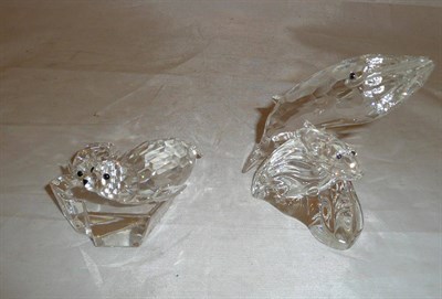 Lot 448 - Two large Swarovski crystal figural groups including two seals (marked SCS 91 MSt) and two...