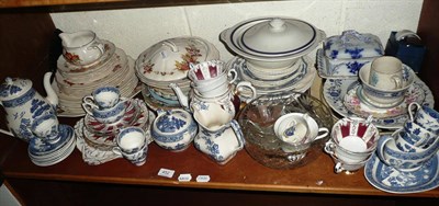 Lot 452 - A shelf of ceramics and glass including a Royal Doulton part dinner service, cheese dish and cover