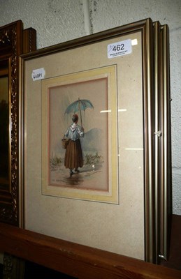 Lot 462 - A set of four watercolour sketches 'At Brienz', 'Resting on the wat Intertaken', 'L'Accomodite...