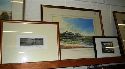 Lot 465 - Three framed pictures comprising one watercolour, one black and white sketch and one other