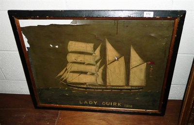 Lot 472 - Framed oil painting of a sailing boat 'Lady Quirk, 1918' (a.f.)