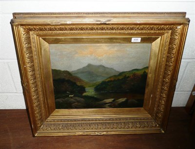 Lot 498 - Mountainous river landscape, oil on canvas in gilt frame