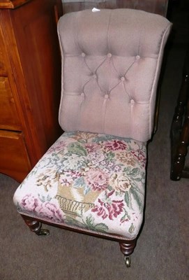 Lot 533 - Small button back nursing chair with tapestry seat