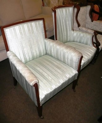 Lot 602 - Mahogany campaign table and open tub armchair