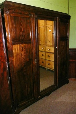 Lot 643 - Oak triple wardrobe