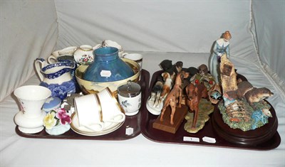 Lot 1 - Two trays of decorative ceramics, Border Fine Arts, Leyburn beaker, Wedgwood and an art pottery...