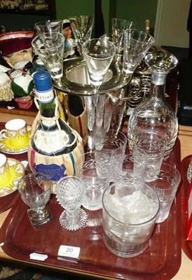 Lot 20 - A plated champagne cooler and six glasses, two Georgian cut glass glasses, etc