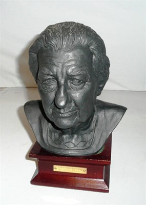 Lot 34 - A John Brayley basalt bust of Golder Mayer with wood stand