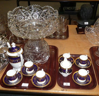 Lot 36 - Coalport six piece coffee set and large cut glass bowl on stand