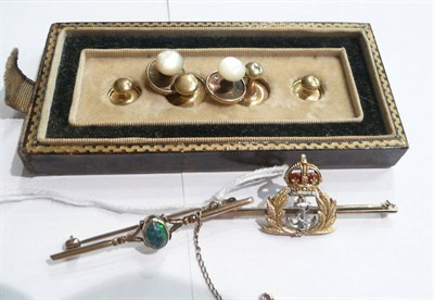 Lot 50 - A naval sweetheart brooch, another brooch and dress studs